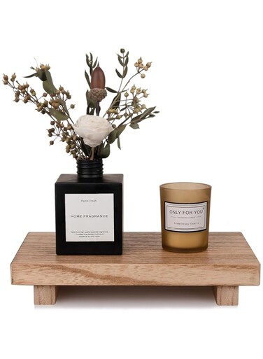 zoocatia Small Bathroom Counter Organizer Wooden Decorative Trays Rectangular Cosmetic Holder for Kitchen, Soap, Lotion Bottle, Plant, Cosmetic, Brown