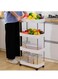 Multi Tier Rolling Trolley Storage Organizer Utility Cart with Hooks &amp; Wheels. Mobile Functional Shelves for Bathroom Kitchen Office and Laundry Room
