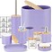 10 Piece Purple Bamboo Plastic Bathroom Accessories Set