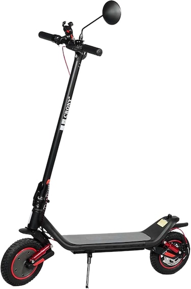 Crony M365 Max Long Range Electric Scooter, Dual Suspension Foldable Design With 500W Motor, Durable Honeycomb Tires &amp; Rearview Mirror, App Connectivity &amp; Phone Mount, Black