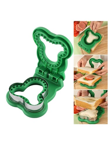 Cutter Sealer Cute Bear Shape Creative Maker Diy Breakfast Tool for Home Kitchen Green