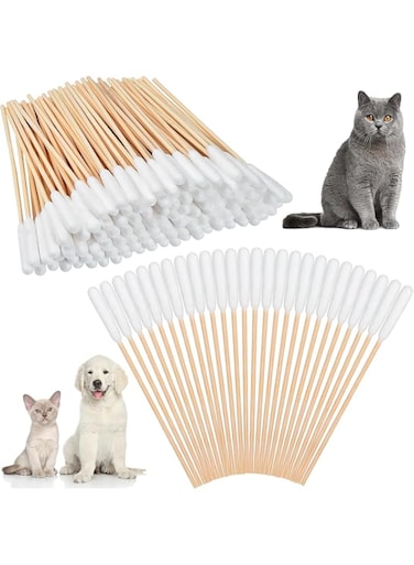 HdFShJjH Long Cotton Swabs for Dog, 300pcs Pet Cotton Ear Buds for Puppy Long Qtips for Dogs Ear Cotton Buds Dog Ear Care Cotton Sticks, 6in/15cm