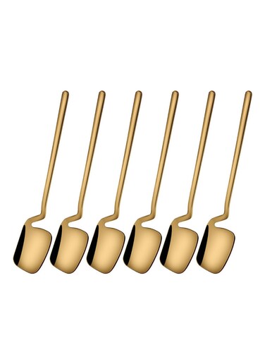 HOME 6-Piece Mirror Polishing Stainless Steel Tea Spoon Set Gold 14.1cm
