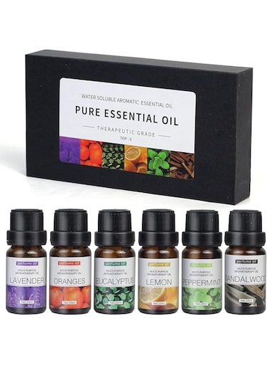 Essential Oils Set - 100% Pure Aromatherapy Oils for Diffusers, Massage &amp; Candle Making - Sandalwood, Rose, Sweet Orange, Lavender, Bergamot, Cedar (6x10mL) Gift Set for Men &amp; Women