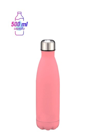 Insulated Water Bottle Pink/Silver 26.5 x 7cm