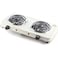 2000W Double Burner Electric Stove - Portable Spiral Coil Hot Plate Countertop Cooktop, White Color

