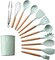 Kitchen Utensils Silicone 11-Pieces Spatula Set with Organizer Cup Holder, Non-Stick Cookware Non-Toxic Cooking Tools Includes Tongs, Spatula, Turner, Ladle, and More