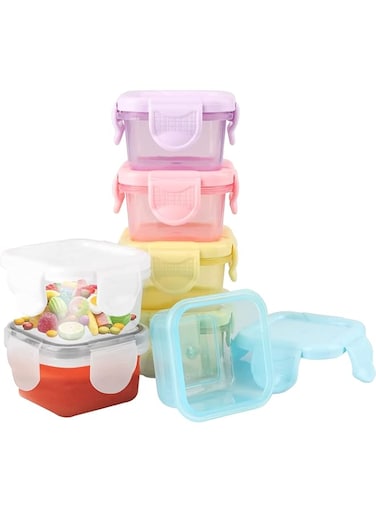Azonee 7 Pcs Dressing Containers for Lunch Box, 60 ML Small Condiment Containers with Lids, Leakproof, Reusable Salad Dressing Container To Go for Adults, Kids, Mini Subpackage Fresh-keeping Box