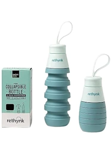 re.thynk Collapsible BPA-free, Sleek and Compact, Reusable Water Bottle with Leakproof Lid - 500ml, Azurite
