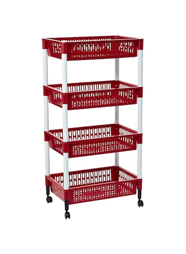 Cosmoplast 4 Tiers Vegetable Storage Rack, Dark Red