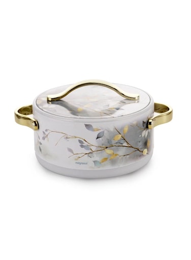 Bethany Deluxe Insulated Casserole   Plastic Hotpot with Stainless Steel Inner Lid   Double Wall Food Warmer   Floral Design with Gold Handles- AUTUMN 2500ML