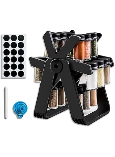 Diylove 360 Degree Rotating Spice Rack-Adjustable Kitchen Organizer with 18 Spice Jars for Optimal Spice Storage &amp; Easy Access - Perfect for Home &amp; Kitchen,Essential Cooking Accessories