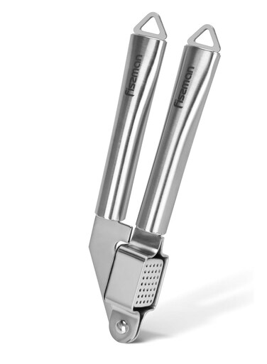 Stainless Steel Garlic Press 20cm with Removable Garlic Chamber, Heavy Duty Garlic Mincer with Hanging Loop