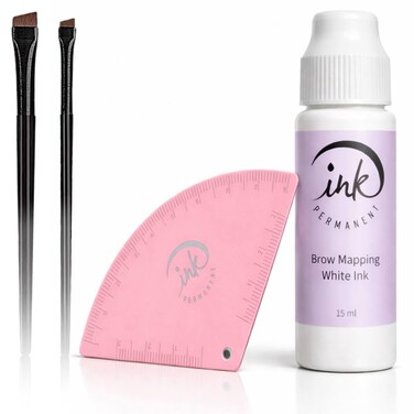 Ink Permanent Brow Mapping Kit with Precision Ink Roller, Eyebrow Mapping RulerBrushes – Brow Mapping System for HomeProfessional Use – String-Free Pre-Draw Tool for SymmetryBrow Shaping
