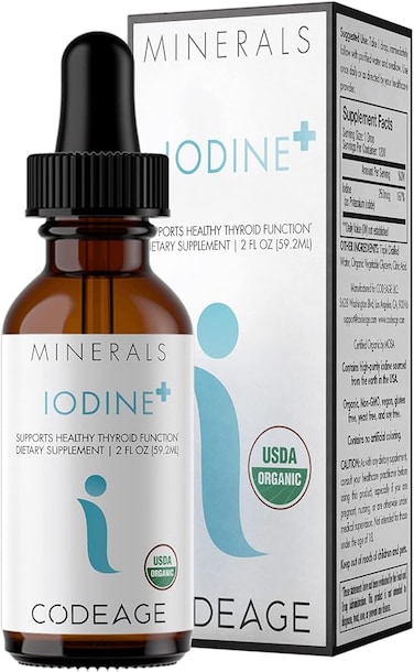 Codeage USDA Organic Iodine Drops &ndash; 1950 Mcg - 1 Year Supply - Nascent Liquid Iodine Supplement &ndash; Iodine Drops Solution - Pure, Clear Iodine - Vegan Iodine Liquid Drop - 2oz