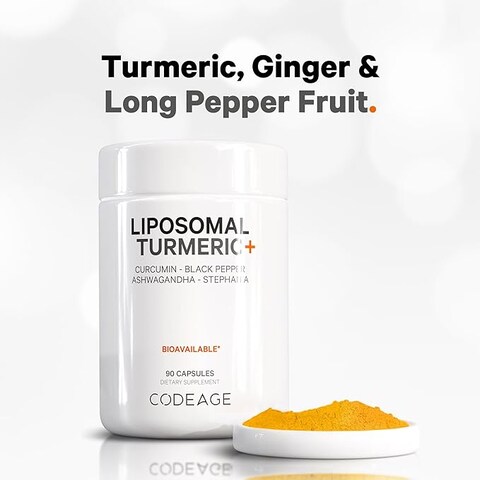Codeage Fermented Turmeric Supplement, Extra Strength Curcumin Infused with Organic Essential Oil and Digestive Bitters, Joint and Heart Health, 90 Capsules