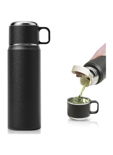 NALACAL Vacuum Insulated Flask 550ml Stainless Steel Water Bottle with Leakproof Cup Lid for Coffee Water Hot and Cold Drink Flasks