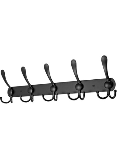 IWTEIPAN 15 Hooks Stainless Steel Coat Robe Hat Clothes Wall Mount Hook Hanger Towel Rack Coat Rack Wall Mounted for Bathroom Kitchen Office Entryway Closet 1 Pack Silver (Black)