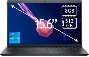 Dell 15 DC15250 Laptop, 15.6" FHD Touch Display, Intel Core i5-1334U Processor, 16GB RAM, 512GB SSD, Intel UHD Graphics, English Keyboard, Windows 11, Carbon Black
