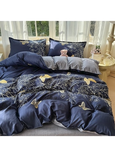 4 Piece Duvet Cover Set, Ultra Soft Microfiber Comforter Cover Set with Zipper Closur, Cotton Bedding Set with 2 Pillow Cases(200x230cm)