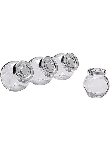 IKEA RAJTAN - Spice jar, glass, aluminium-colour / 4 pack - 15 cl