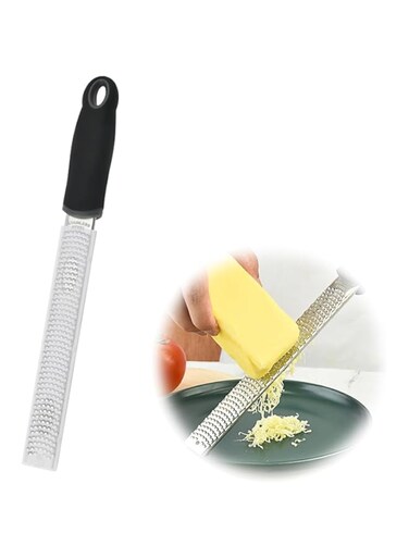 Big Bargain Store Lemon Zester Cheese Grater Stainless Steel Citrus Zester Protective Cover Kitchen Ginger Nutmeg Garlic Chocolate Fruits (Black)