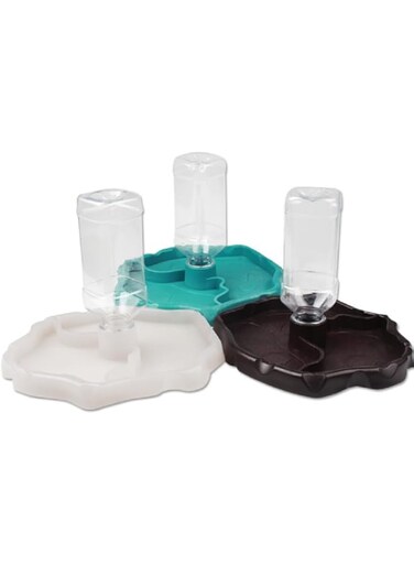 B&amp;K Automatic Reptile Feeders Water Turtle Food and Water Bowl Small Animal Dispenser Bottle for Aquarium Ornament Terrarium Dish Plate Lizards Tortoises or Reptiles (black)