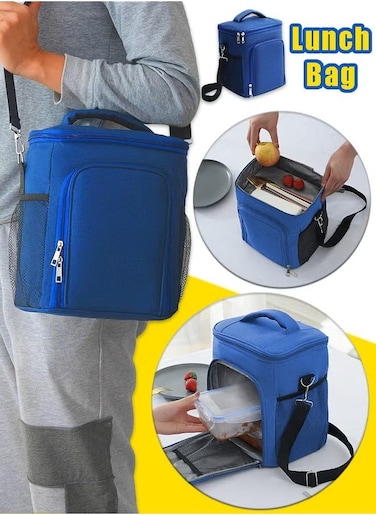 Lunch Bag High Capacity Food Thermal Lunch Bag Waterproof Oxford Cloth Insulated Heat Handbags Portable Travel Crossbody Tote Organizer