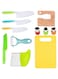 ChicAbode 11 Pieces Wooden Kids Kitchen Knife, Kids Knife Set Include Wood Kids Safe Knife, Serrated Edges Plastic Toddler Knife, Crinkle Cutter, Sandwich Cutter, Y Peeler, Cutting Board (Crocodile)