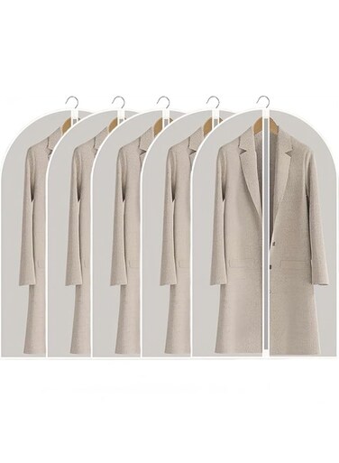 Pack Clothes Dust Cover, Hanging Closet Organizers Garment Bags Dust Bags Dress Protector Zippered Suit Covers, Plastic Dust proof Suit Case for Coats Jackets Dresses Dress Shirts Trousers for Storage and Travel (5Pcs, 60cm * 120cm)