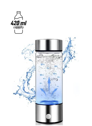 Water Bottle with PEM SPE Technology - Rechargeable Hydrogen Water Generator, Portable Hydrogen Water Ionizer Machine for Home/Office/Travel (Silver)