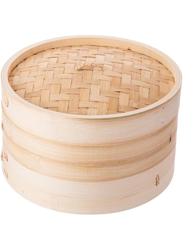 AKDC Round Steamer 30Cm X 30Cm X 15Cm Bamboo Brown
