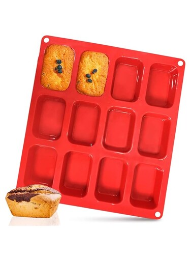 TERRIFI Silicone Mini Loaf pan, 12 Cavities Mini Bread Pan Brownie Pan, Food Grade &amp; Non-stick, Ideal For Mini Bread, Brownie, Cornbread, Cheesecake &amp; Chocolate