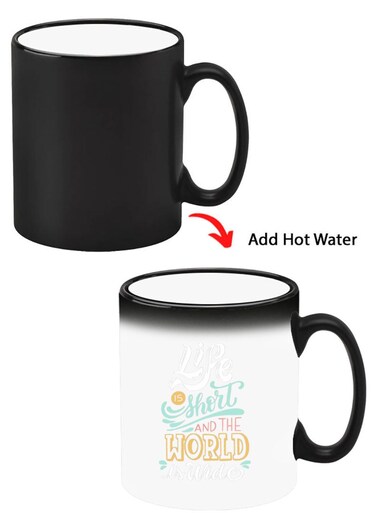 Color Changing Heat Sensitive Ceramic Mug, Image Revealed When HOT Liquid is Added! life is short