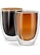 Lushh Set of 2Piece Double Wall Insulated Glass Set - Juice Tea Espresso Cappuccino Latte Cups 12oz 350ml