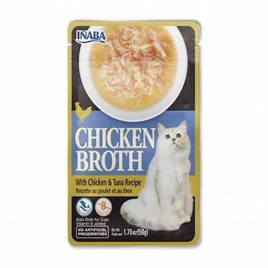 Inaba Chicken Broth with Chicken &amp; Tuna Recipe - 50g, Toppers or Side Dish for Cats with Vitamin E