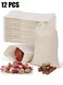 Love 12 Pcs Empty Spice Bags for Cooking Soup, Natural Muslin Drawstring Bag, Reusable Tea Bags for Loose Tea, Small Cheese Cloth Cotton Bag for Straining, Unbleached Cheesecloth Herb Sachet Bag (15*20cm)