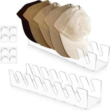 CANIPHA 2Pcs Acrylic Hat Organizer for Baseball Caps with Rubber Feet