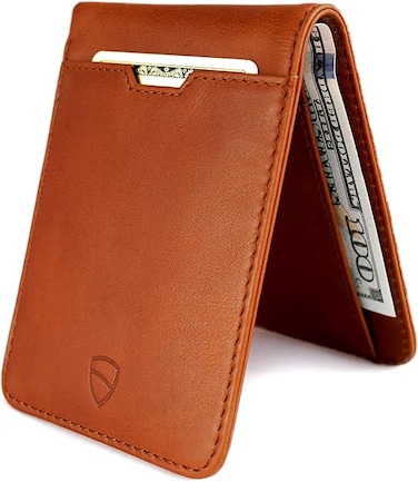 Vaultskin MANHATTAN Slim RFID Blocking Bifold Leather Wallet for Men - Minimalist Front Pocket Card Holder, Holds 9 Cards &amp; Cash, Premium Italian Leather
