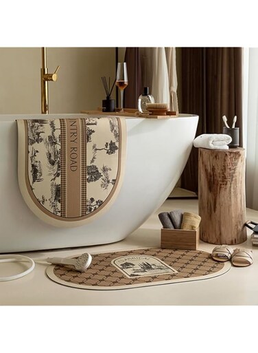 HYTTER Non-Slip Bathroom Rug Mat Absorbent Quick-Drying Mat Light Luxurious Bath Mat (Garden pattern)