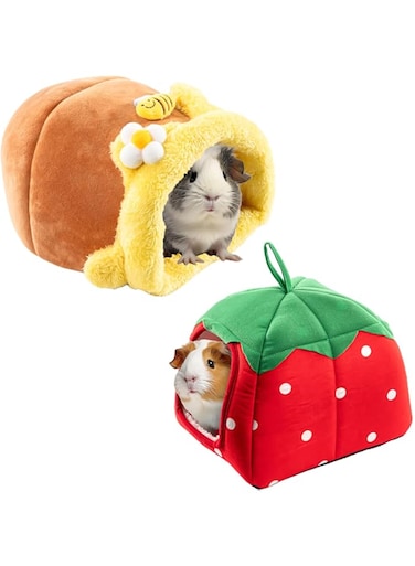 Avont Guinea Pig Bed House Hideout, Small Animal Hideaway Cage Accessories, Washable Warm Sleeping Bed for Dwarf Rabbits Chinchillas Hamsters Hedgehogs Ferrets Bearded Dragons and Rats -2 Pack