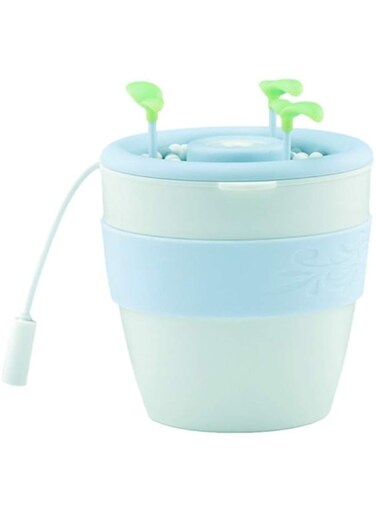 New Mini USB Air Purifier Fogger Anion Air Humidifier Essential Oil Aroma Diffuser Flower Pot Shape Home Office Mist Maker- blue