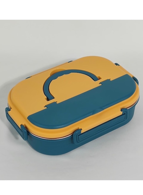 4 Compartments Lunch Box Insulated Bento Box 1300 ml Size Food Container Leakproof for Kids and Adults Including Reusable Stainless Steel Cutleries with Storage Slot Microwave Safe Lunch Box