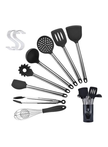 HOME 8-Piece Kitchen Utensils Set Black