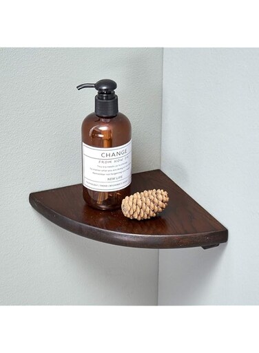 Fitto Wood Corner Shelves, Sunlife 7 inch, Rustic Walnut, 1PCS, Floating Wall, Round End, Wall Mounted Shelving, Speaker Display Bookshelves, Decor Accents, Bathroom