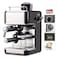 3.5 Bar Espresso Coffee Maker with Milk Frother, 240ml Glass Carafe &amp; Measuring Spoon, Black/Silver

