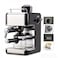 3.5 Bar Espresso Coffee Maker with Milk Frother, 240ml Glass Carafe &amp; Measuring Spoon, Black/Silver

