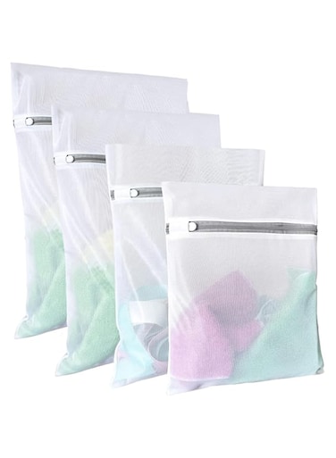 Heatunk Premium Set of 4 Fine Mesh Lingerie Bags - Gentle Washing for Delicates - Includes (X-Large, Large, Medium, and Small Sizes)