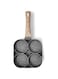 Showay Kitchen Nonstick Frying Pans 4 Hole Omelet Pan For Burger Eggs Ham Pancake Maker Wooden Handle Frying Pot Non-Stick Cooking Breakfast (Color : Default)