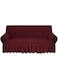 Fabienne Woven Jacquard Fabric Sofa Cover Stretchable Couch Cover Furniture Protector Slipcover Fits on Standard and Recliner Sofa (3 Seater, Maroon)